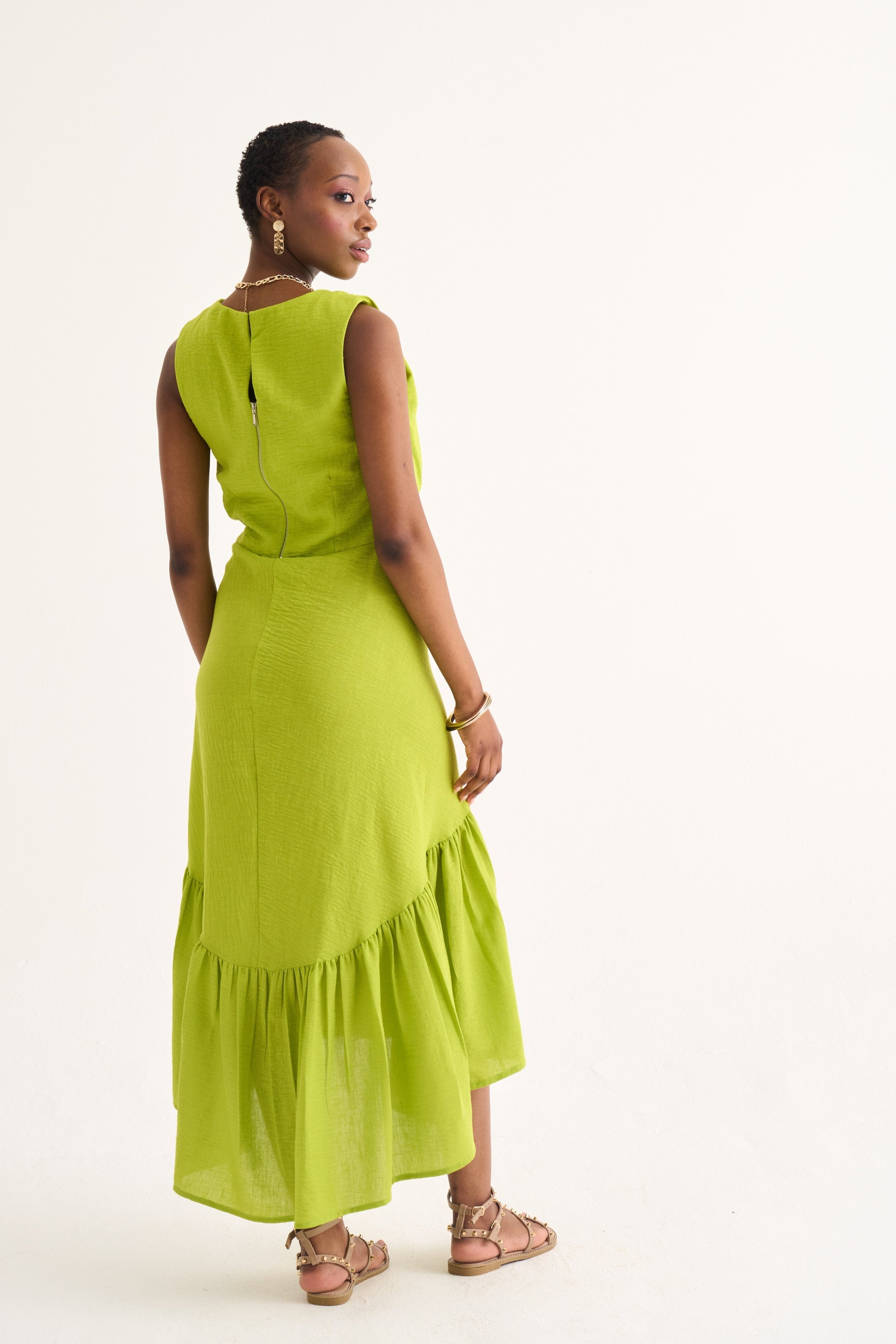 Lime Textured Katelyn Tier Dress