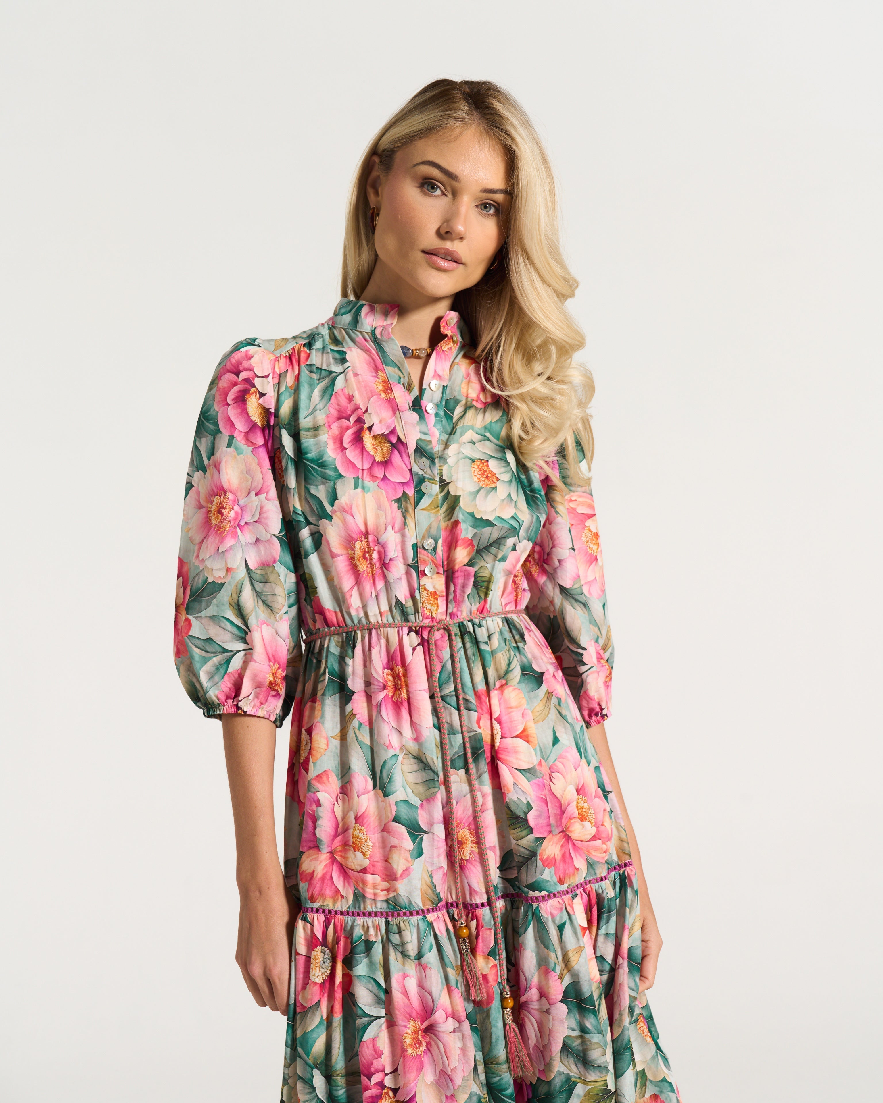 Bella Tier Dress Pink Daisy