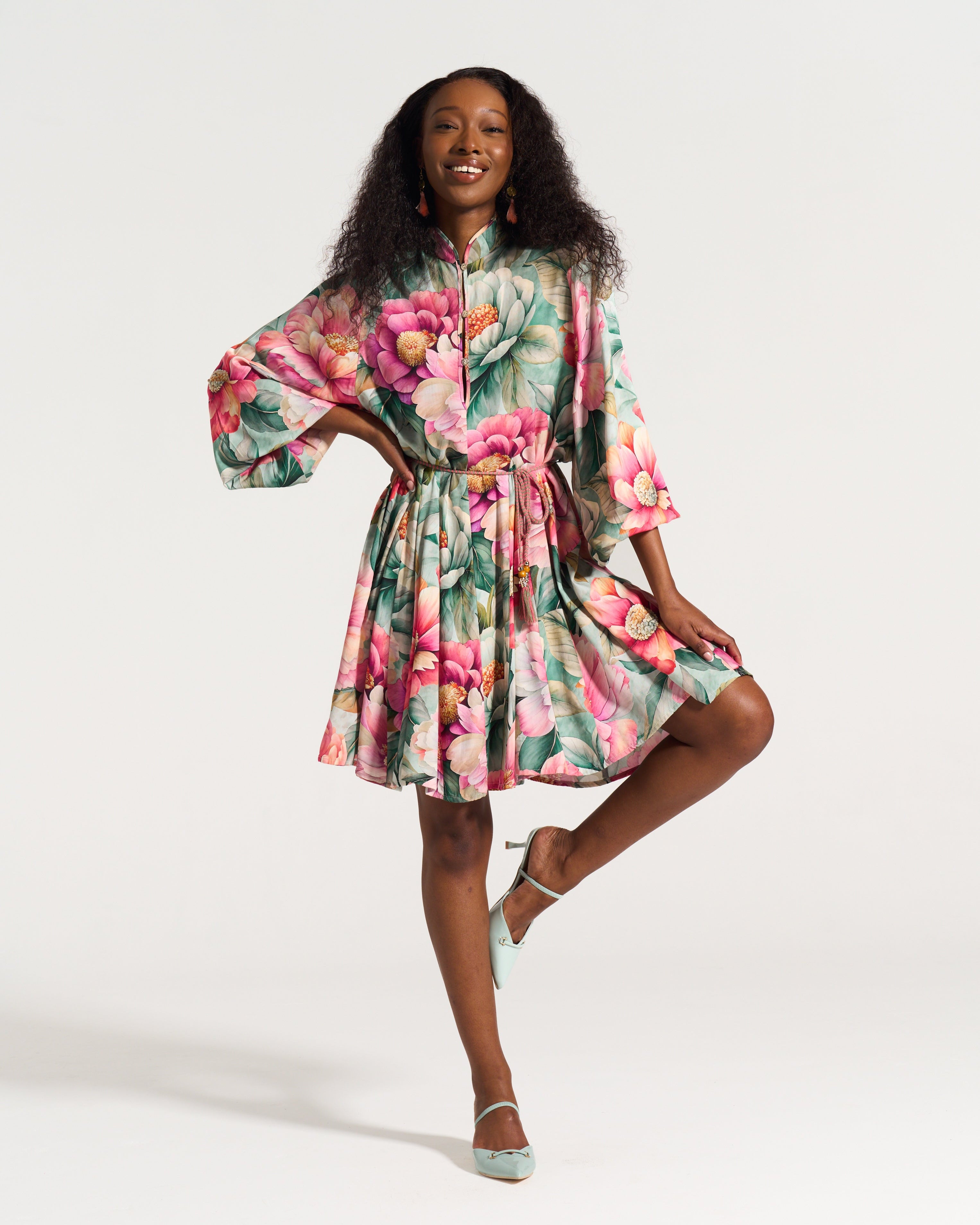 Heather Flounce Dress Pink Daisy