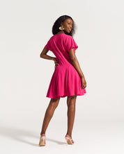 Gaby Flounce Dress in Hot Pink