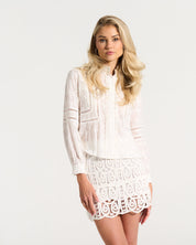 Ladder Trim Shirt in White