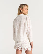 Ladder Trim Shirt in White