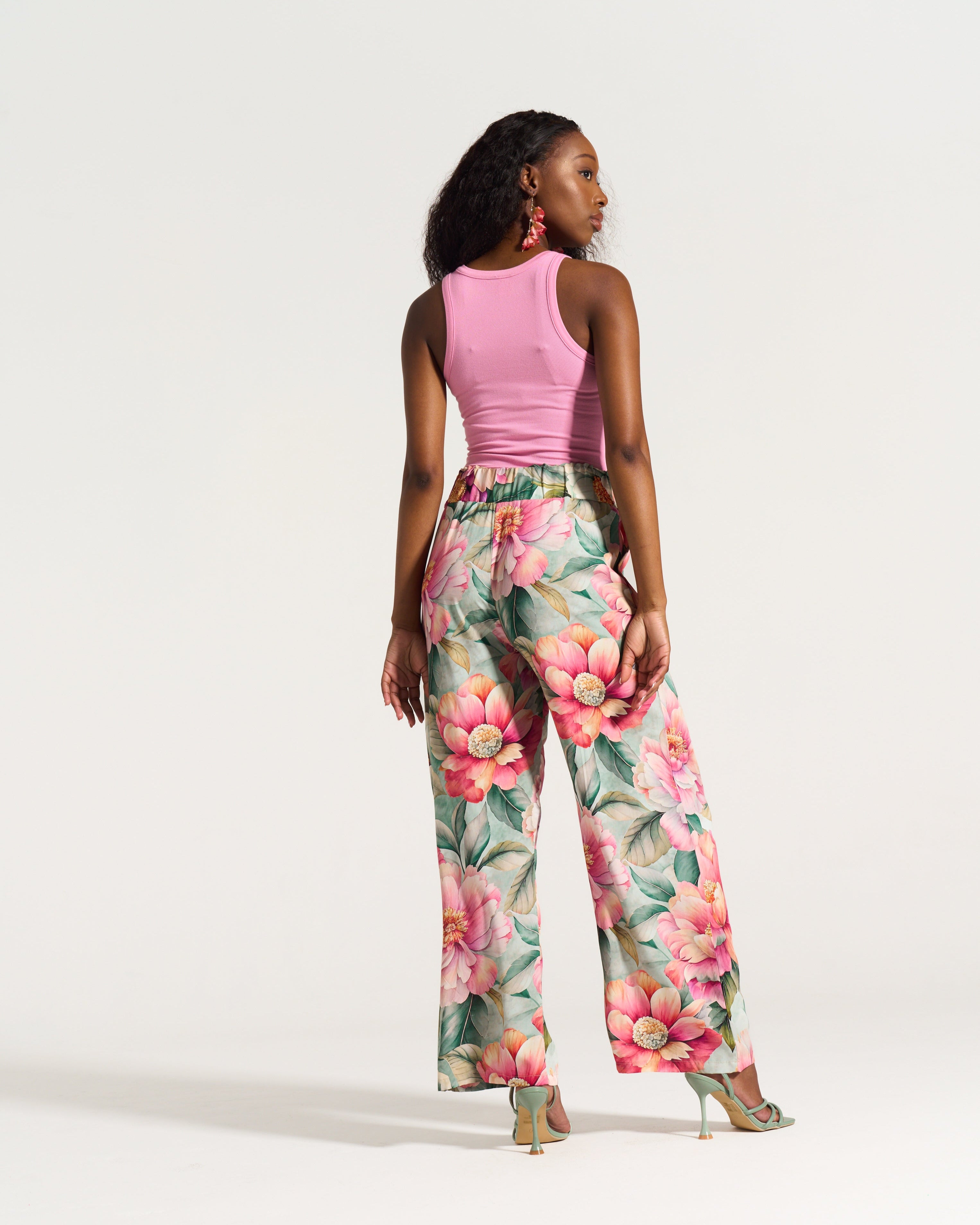 Paperbag Detail Pants Pink Daisy