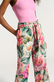Paperbag Detail Pants Pink Daisy