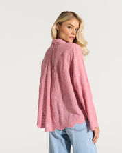 Ditsy Cotton Applique Shirt in Soft Pink