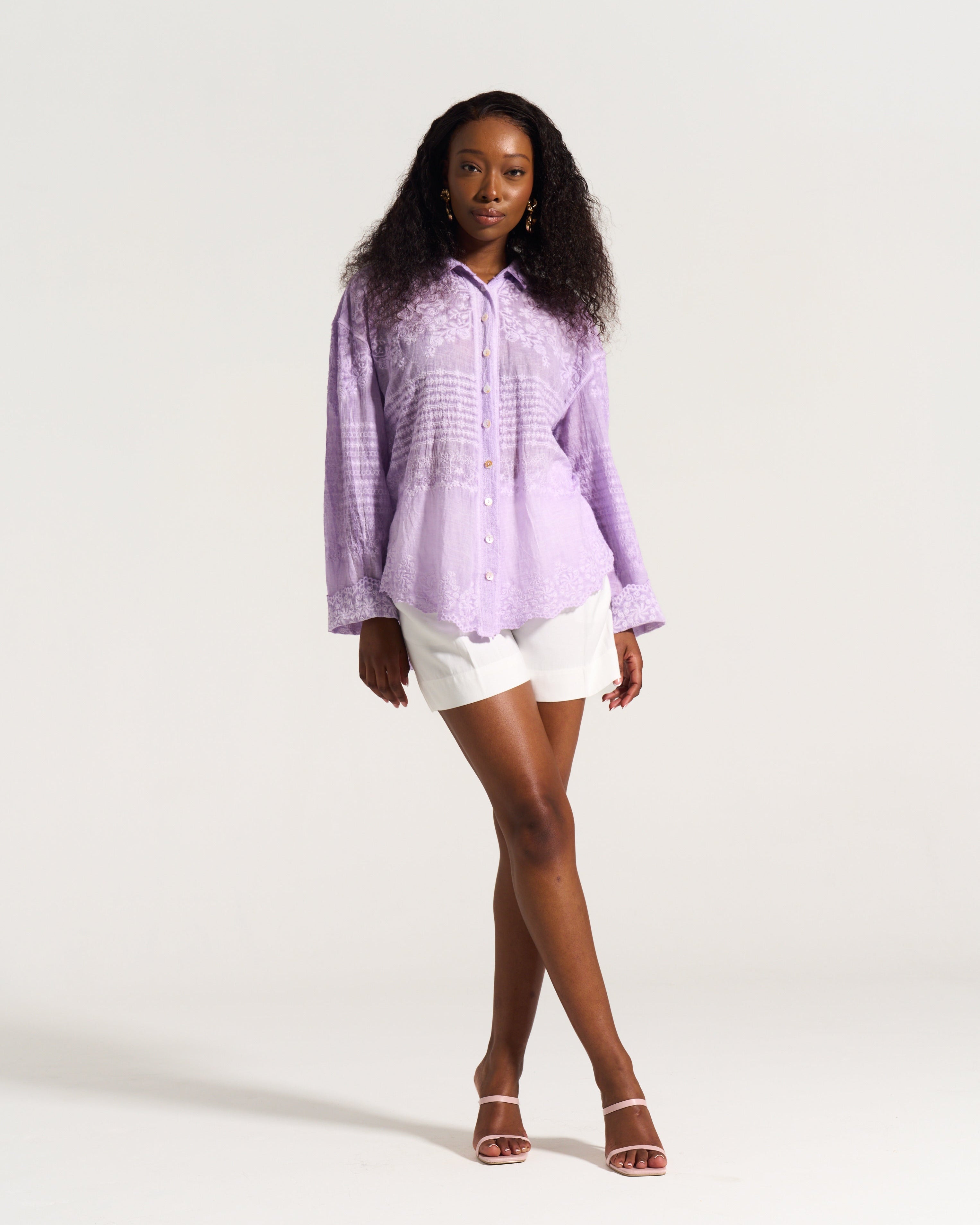 Western Cotton Shirt in Lilac