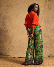 Linen Trim Blouse Orange