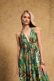 Vacation Frill Dress Amazon Cheetah