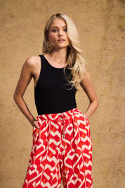 Relaxed Pants In Tangerine Ikat