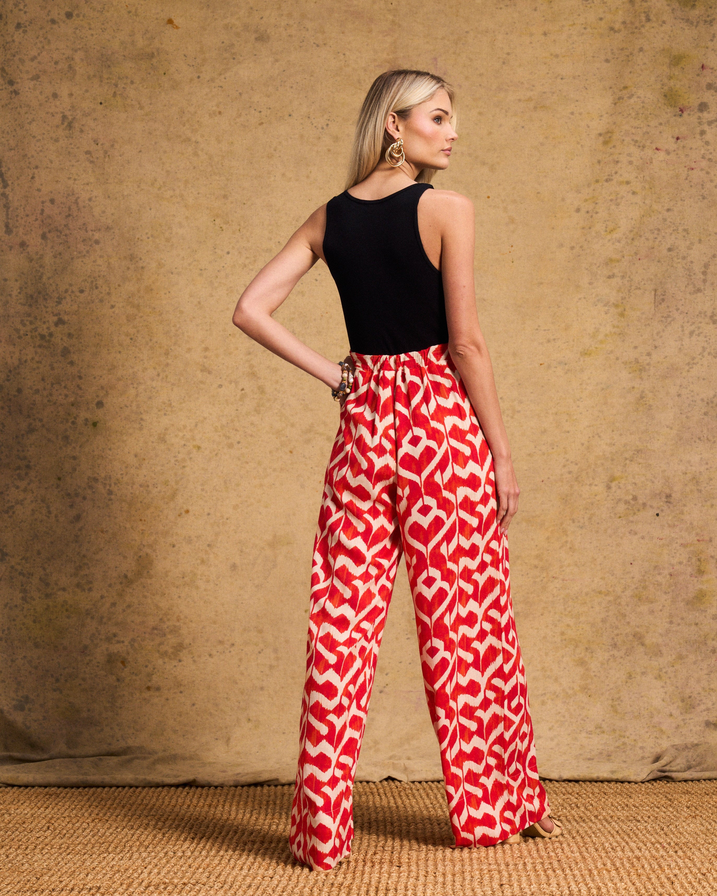 Relaxed Pants In Tangerine Ikat