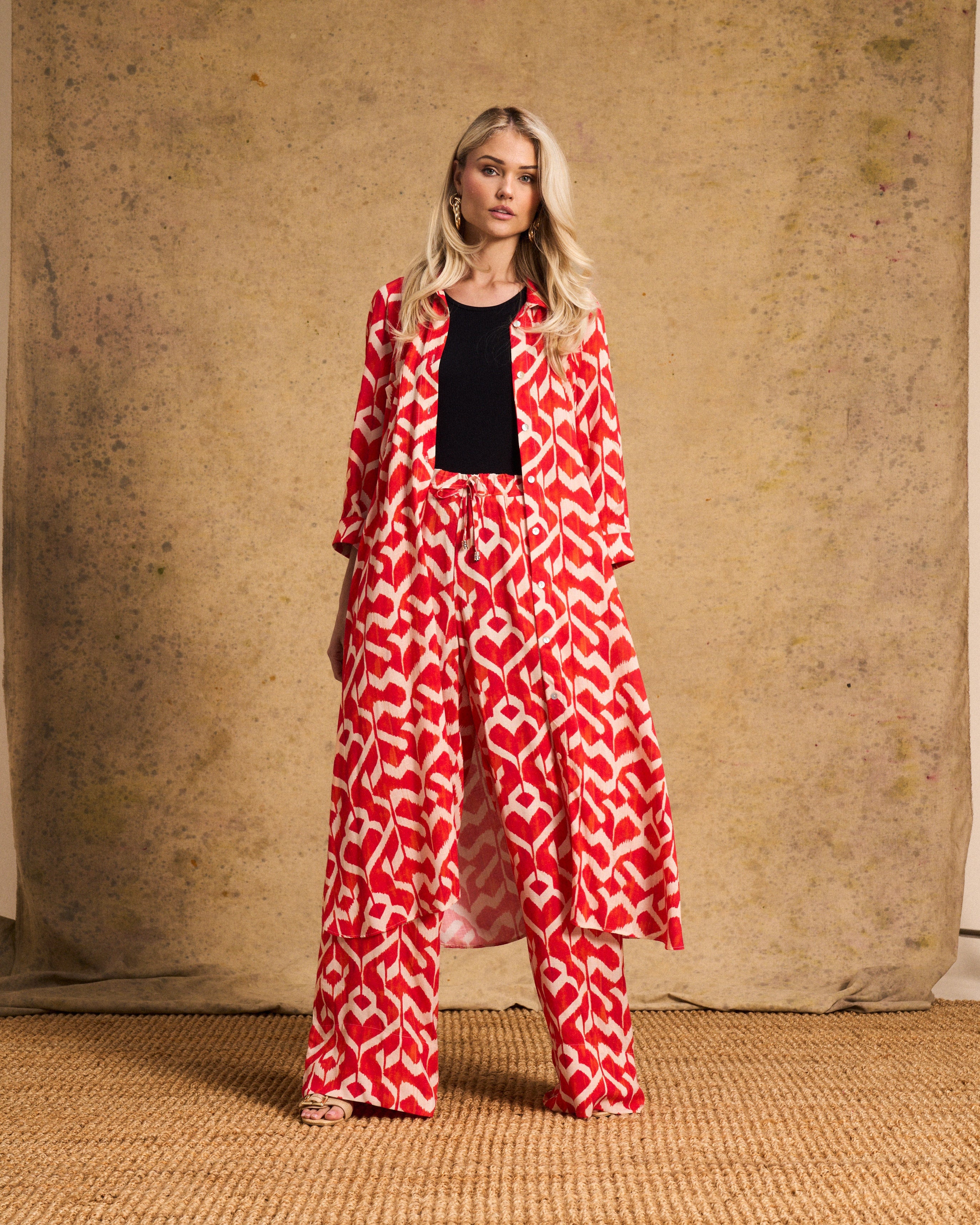 Liza Shirt Dress In Tangerine Ikat