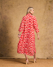 Liza Shirt Dress In Tangerine Ikat