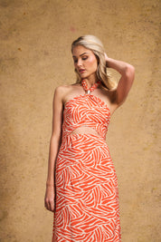 Holly Cut Out Dress Orange Zebra