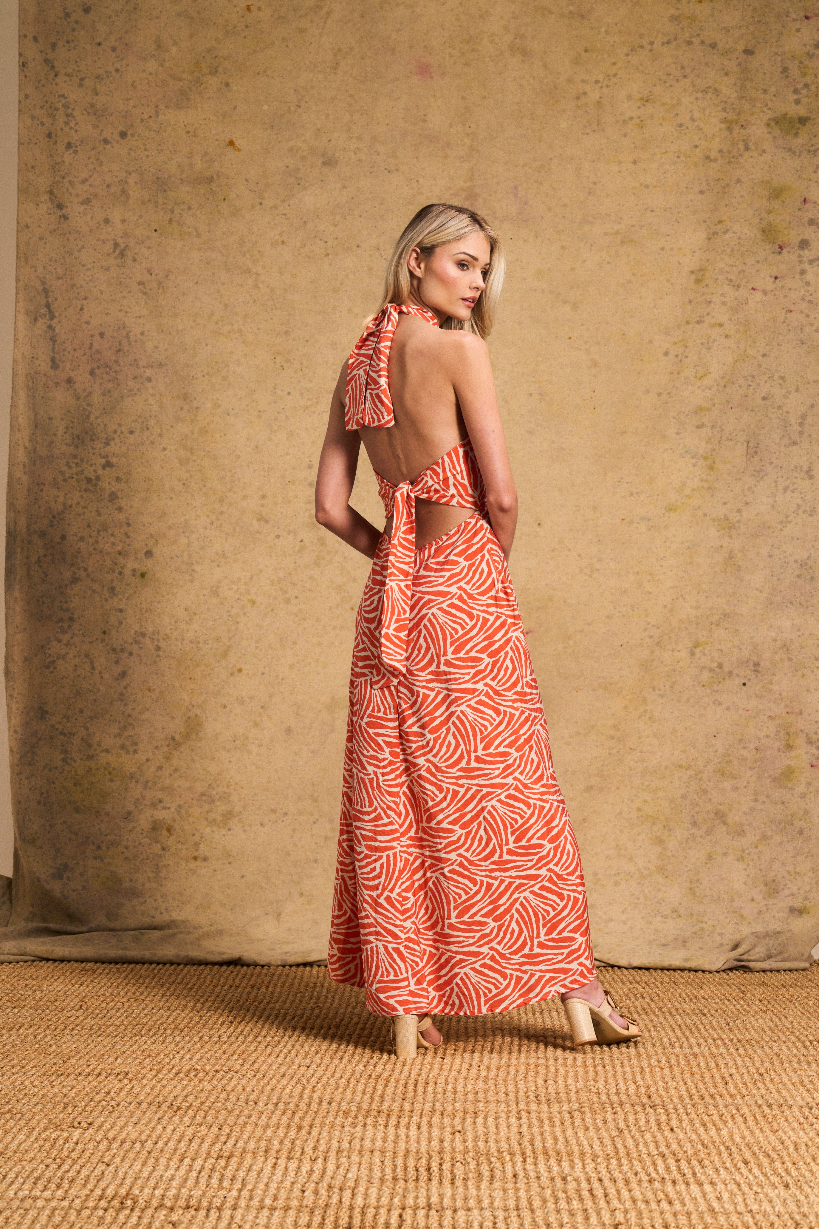 Holly Cut Out Dress Orange Zebra