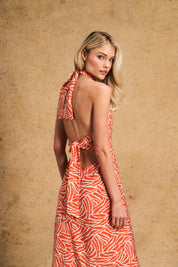 Holly Cut Out Dress Orange Zebra