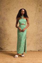 Holly Cut Out Dress Green Zebra