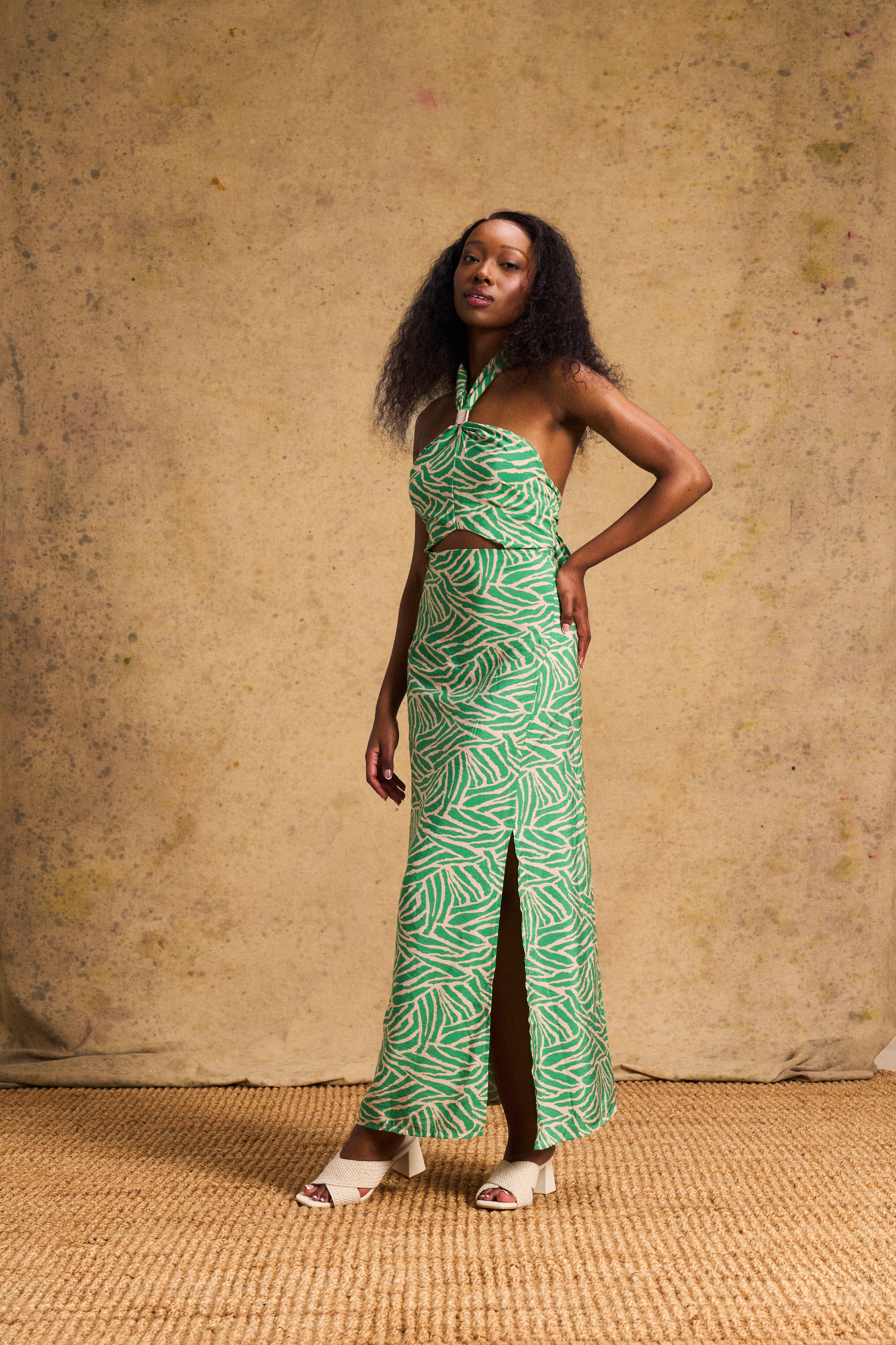 Holly Cut Out Dress Green Zebra