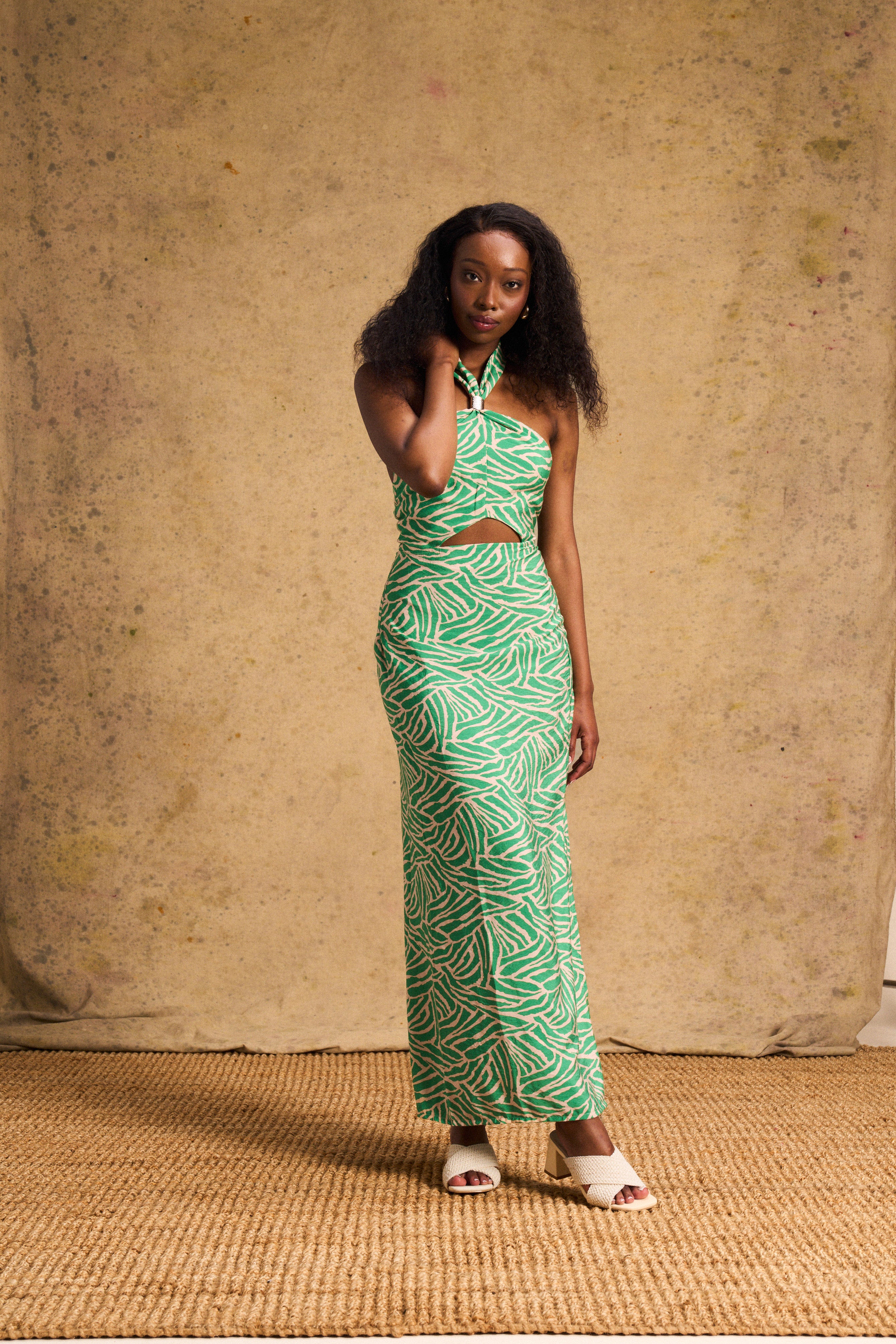 Holly Cut Out Dress Green Zebra