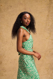 Holly Cut Out Dress Green Zebra