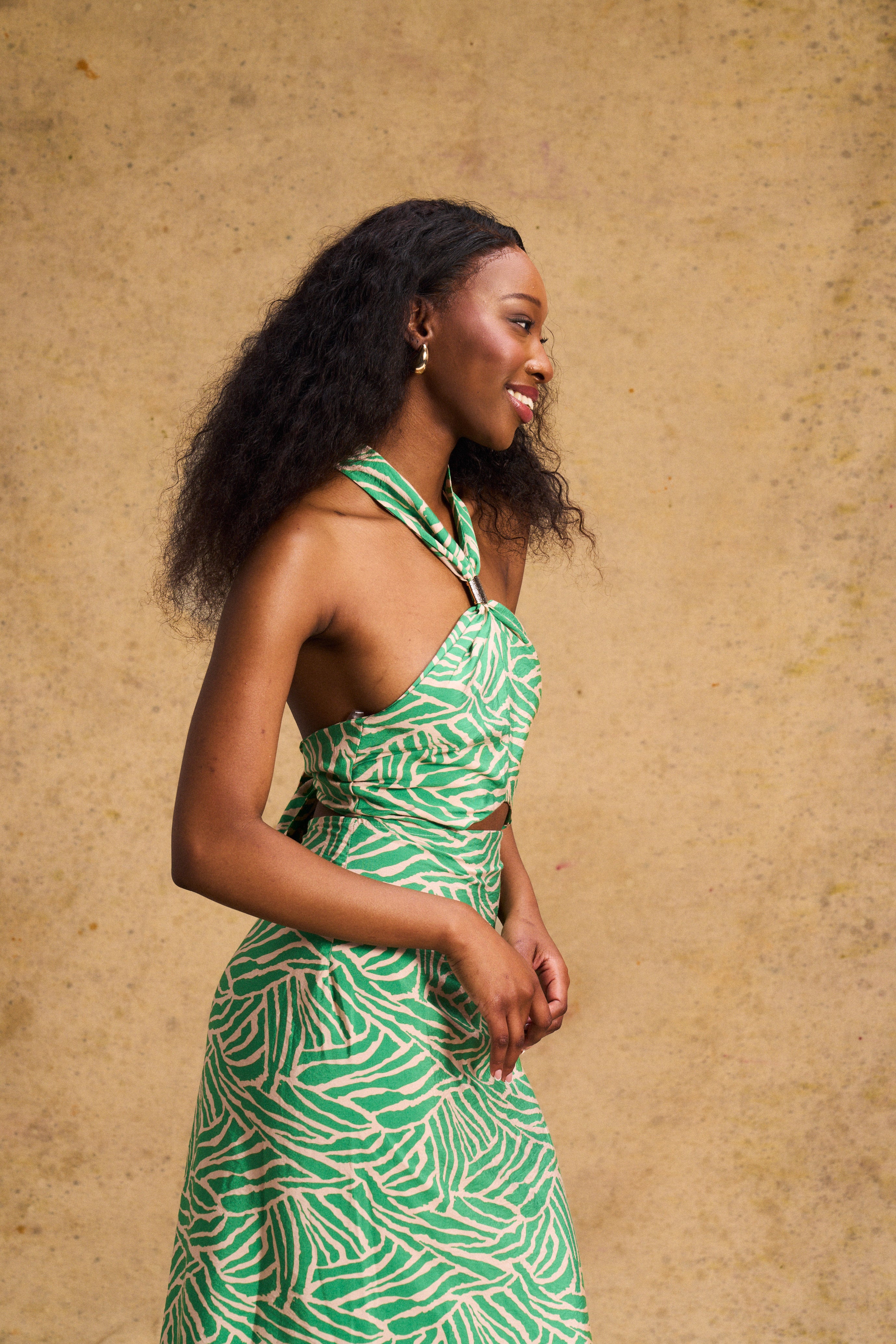 Holly Cut Out Dress Green Zebra