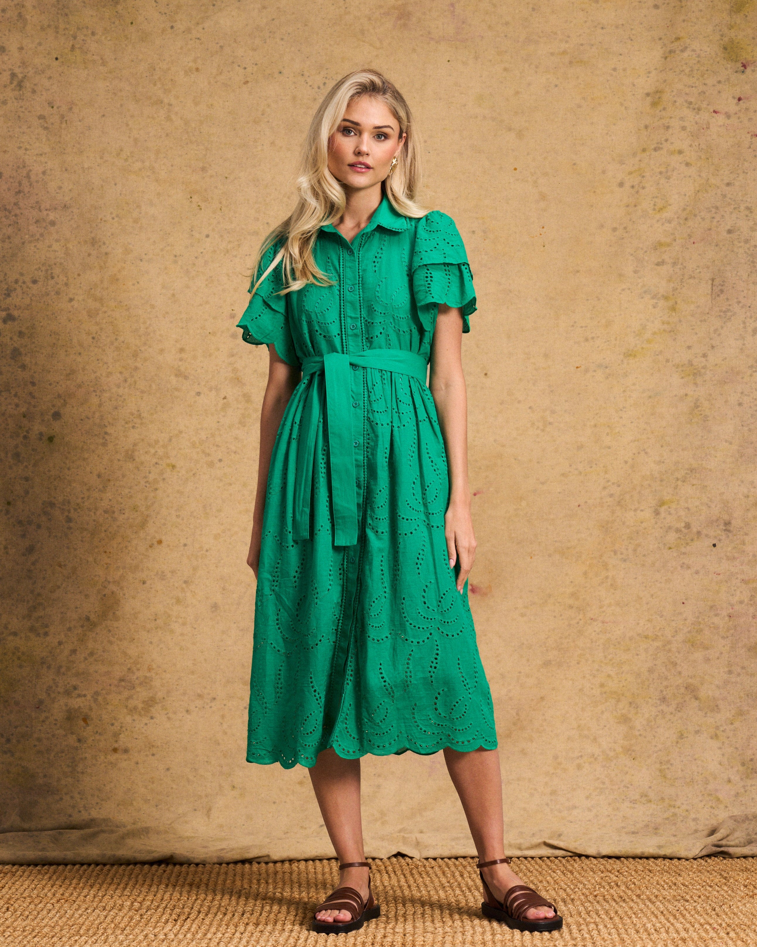 Fria Cotton Anglaise Dress Green