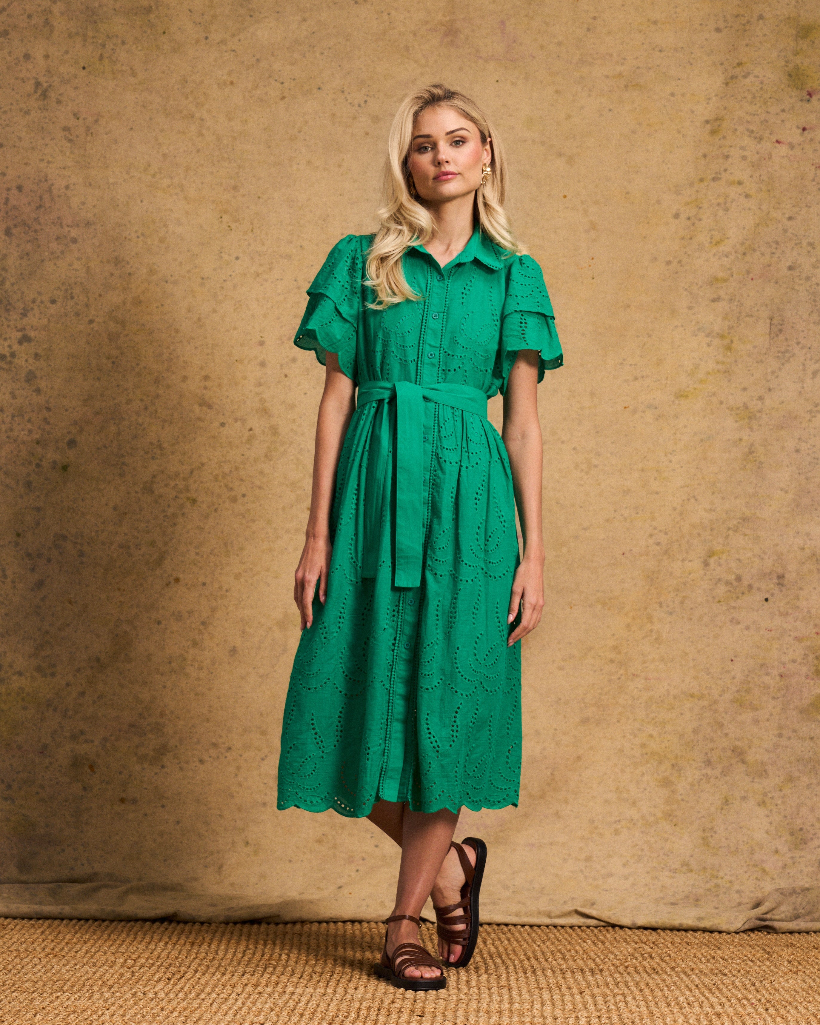 Fria Cotton Anglaise Dress Green