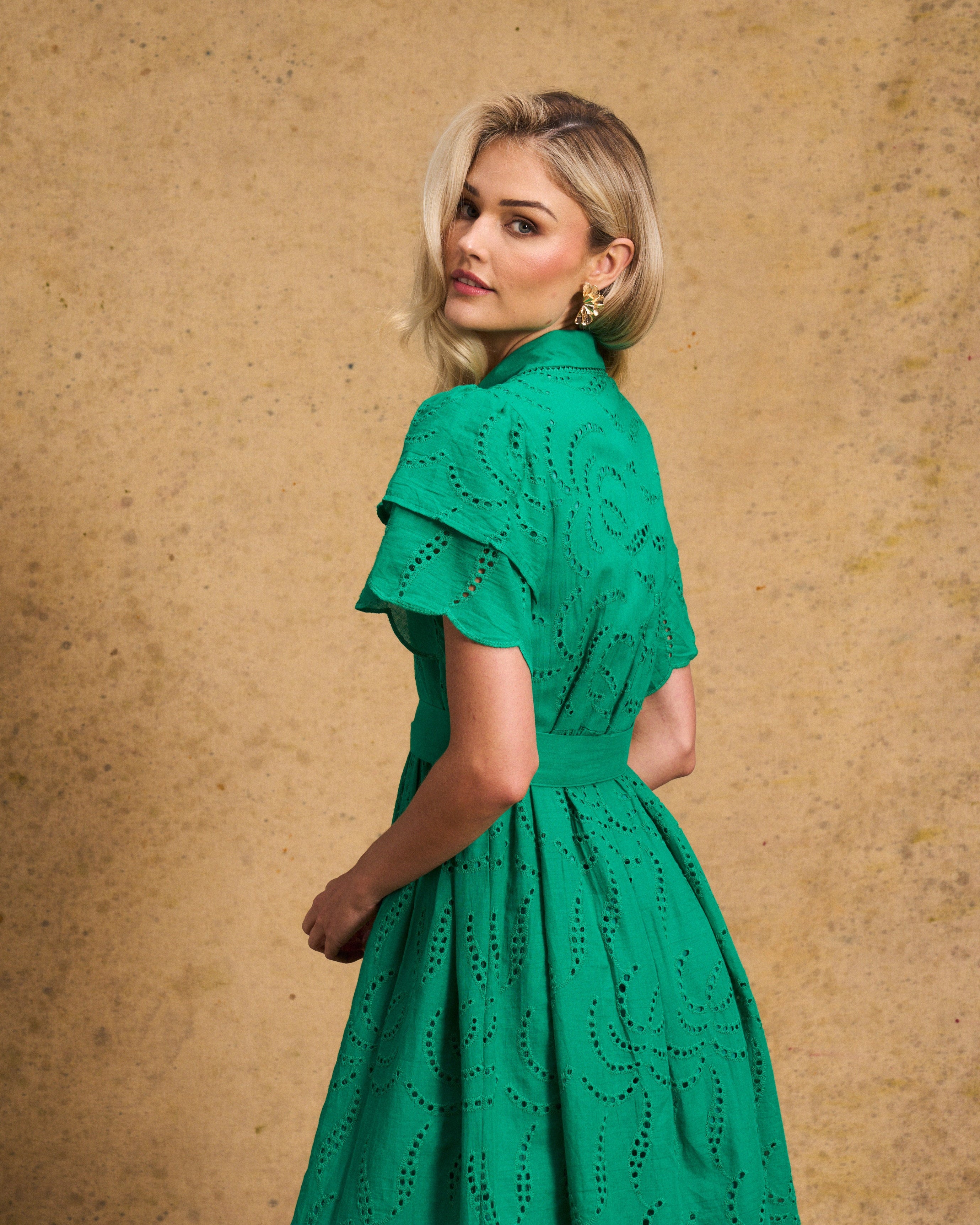 Fria Cotton Anglaise Dress Green