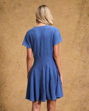 Gabby Flounce Dress In Denim Blue