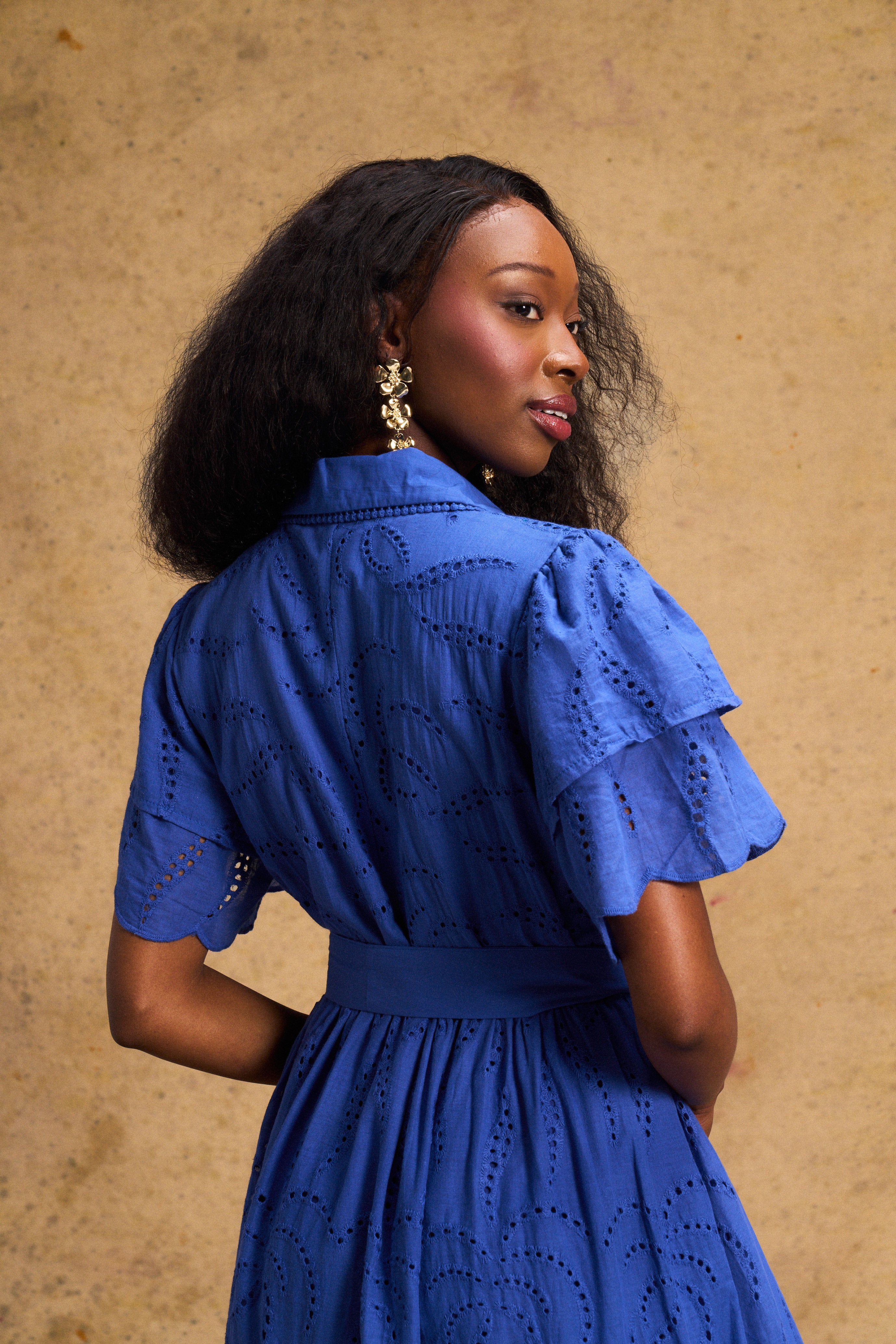 Fria Cotton Anglaise Dress Cobalt