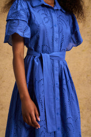 Fria Cotton Anglaise Dress Cobalt