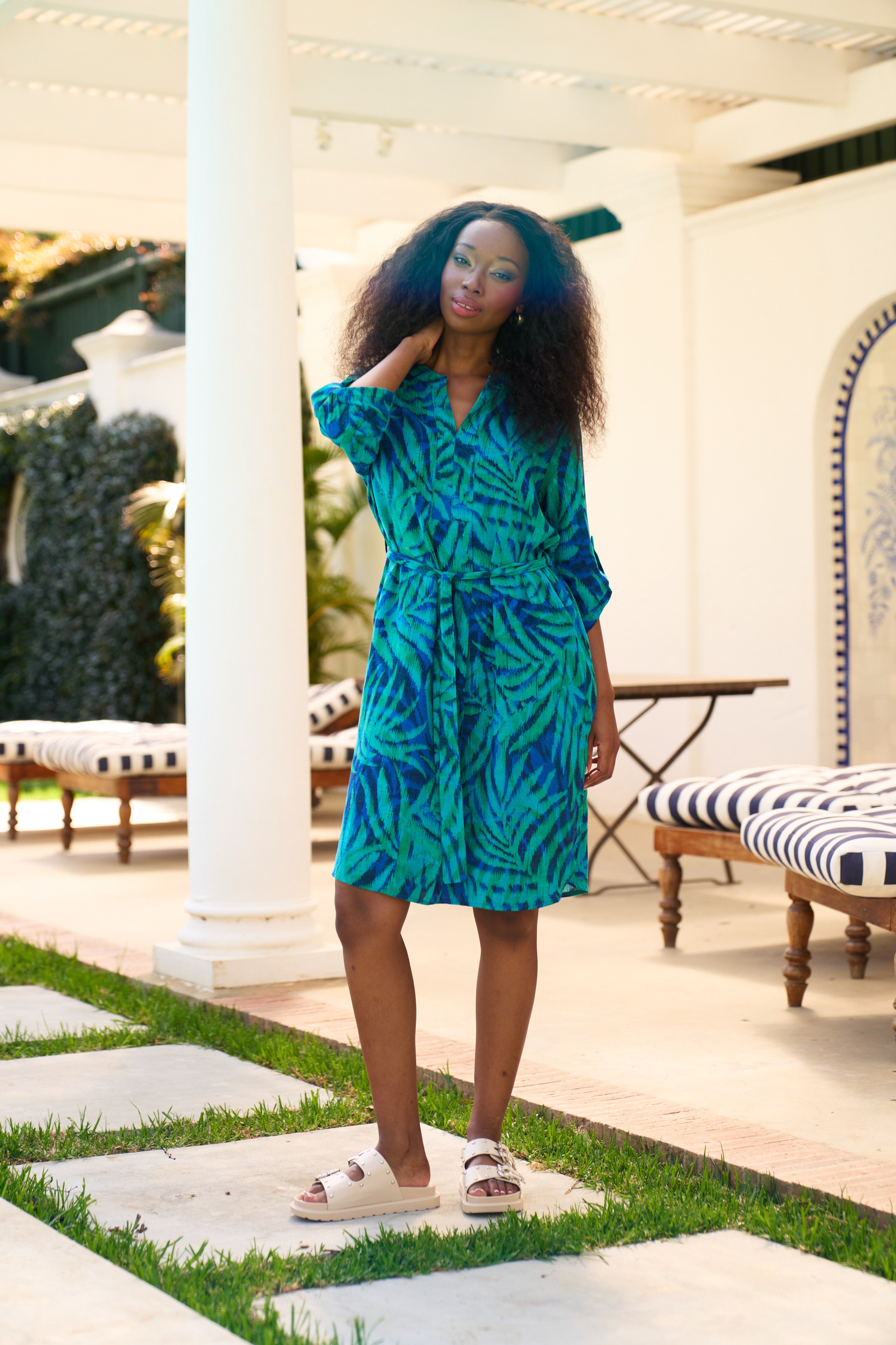 West Belted Tunic Blue Tropical