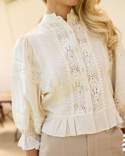 Linen Trim Blouse Oat