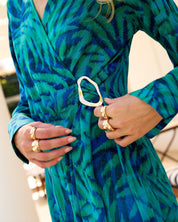 Zeta Wrap Dress In Blue Tropical