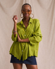 Retro Cotton Applique Shirt