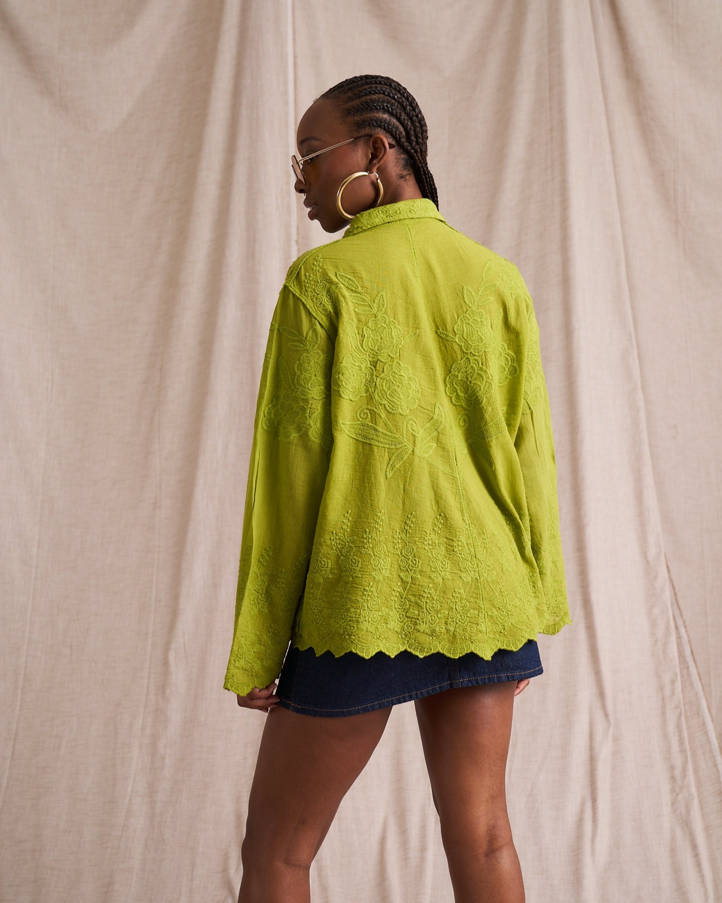 Retro Cotton Applique Shirt