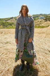 Wool Blend Charcoal Wrap Coat
