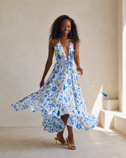 Vacation Frill Dress - Ornate Lemon