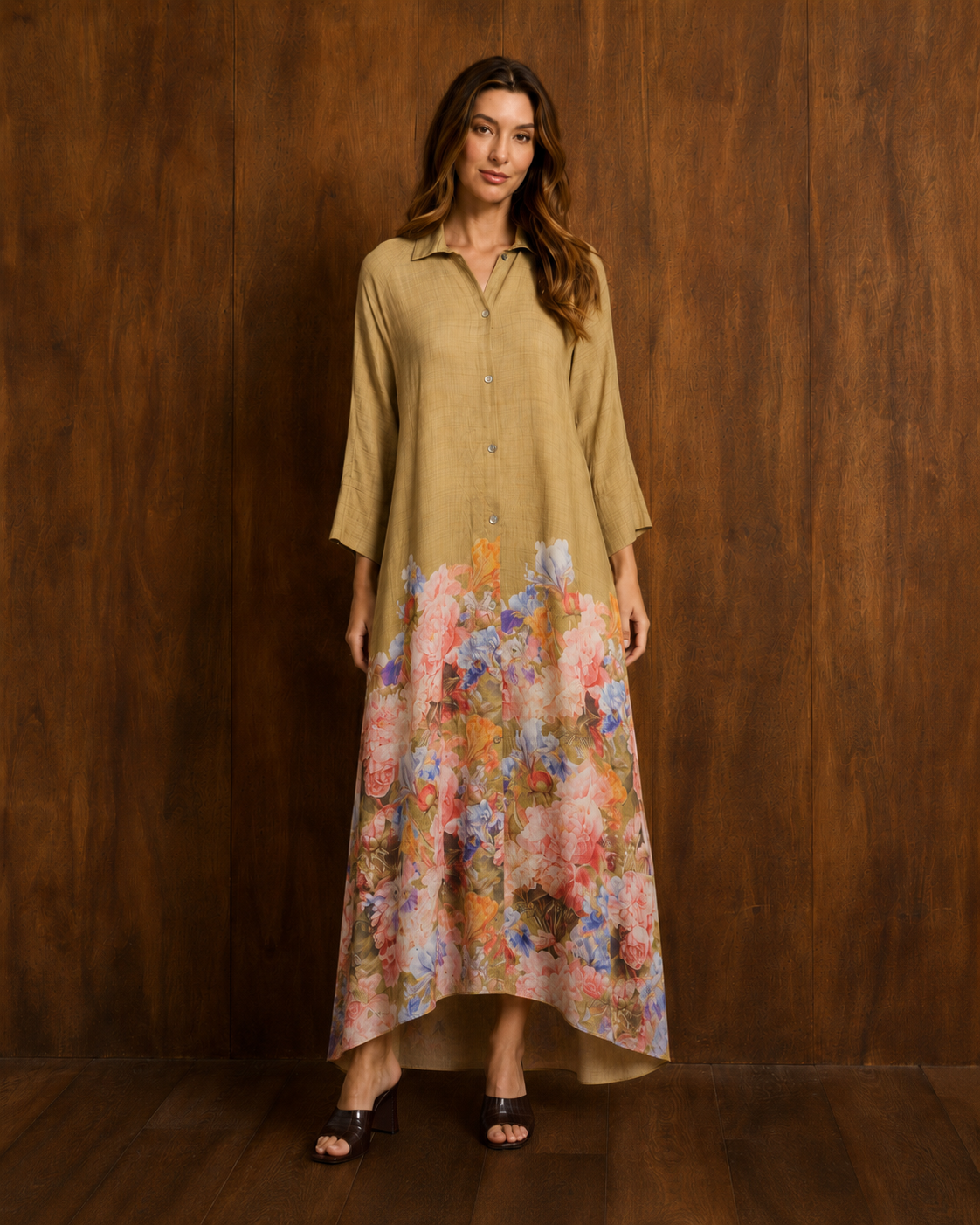 Chapel Rose Border Shirt Dress