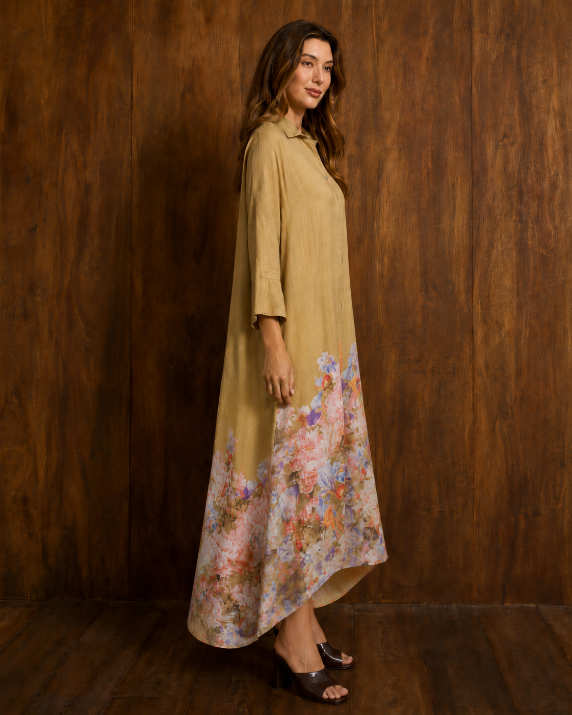 Chapel Rose Border Shirt Dress