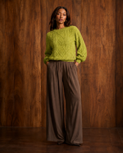 Chartruese Wool Blend Cable Knit
