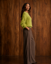 Chartruese Wool Blend Cable Knit