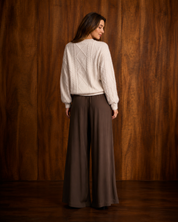 Ivory Wool Blend Cable Knit