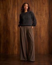 Brown Wool Blend Cable Knit