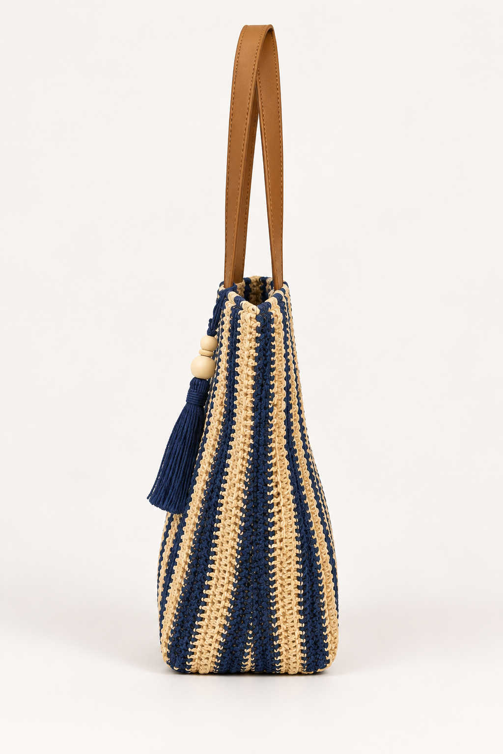 Navy Stripe Woven Tote