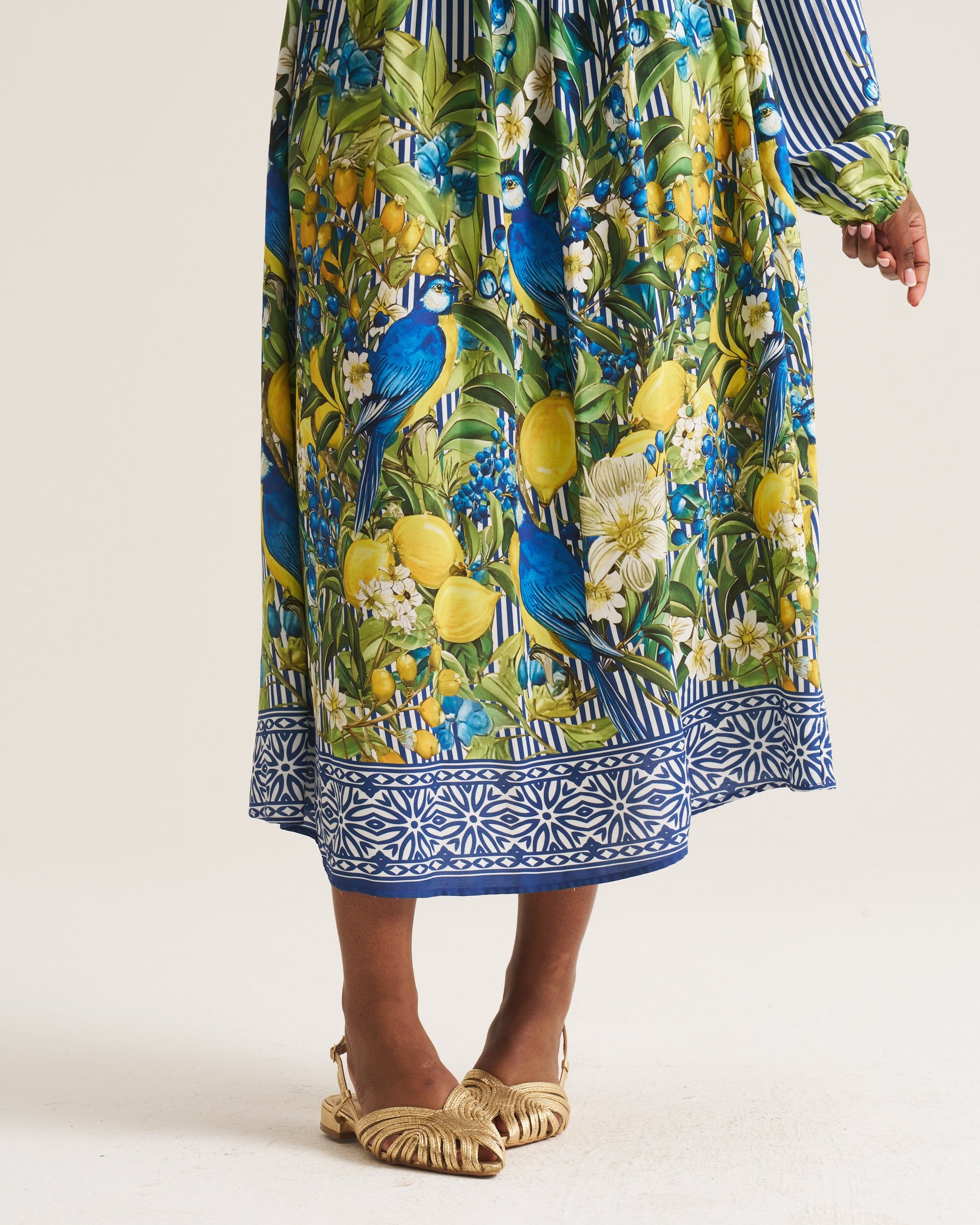 Hope Maxi Dress - Lemon Stripe Navy