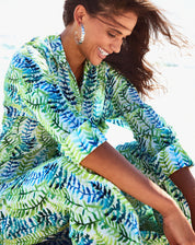 Linen Blend Seaweed Print Liza Dress