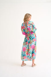 tropical print dress (turqoise)