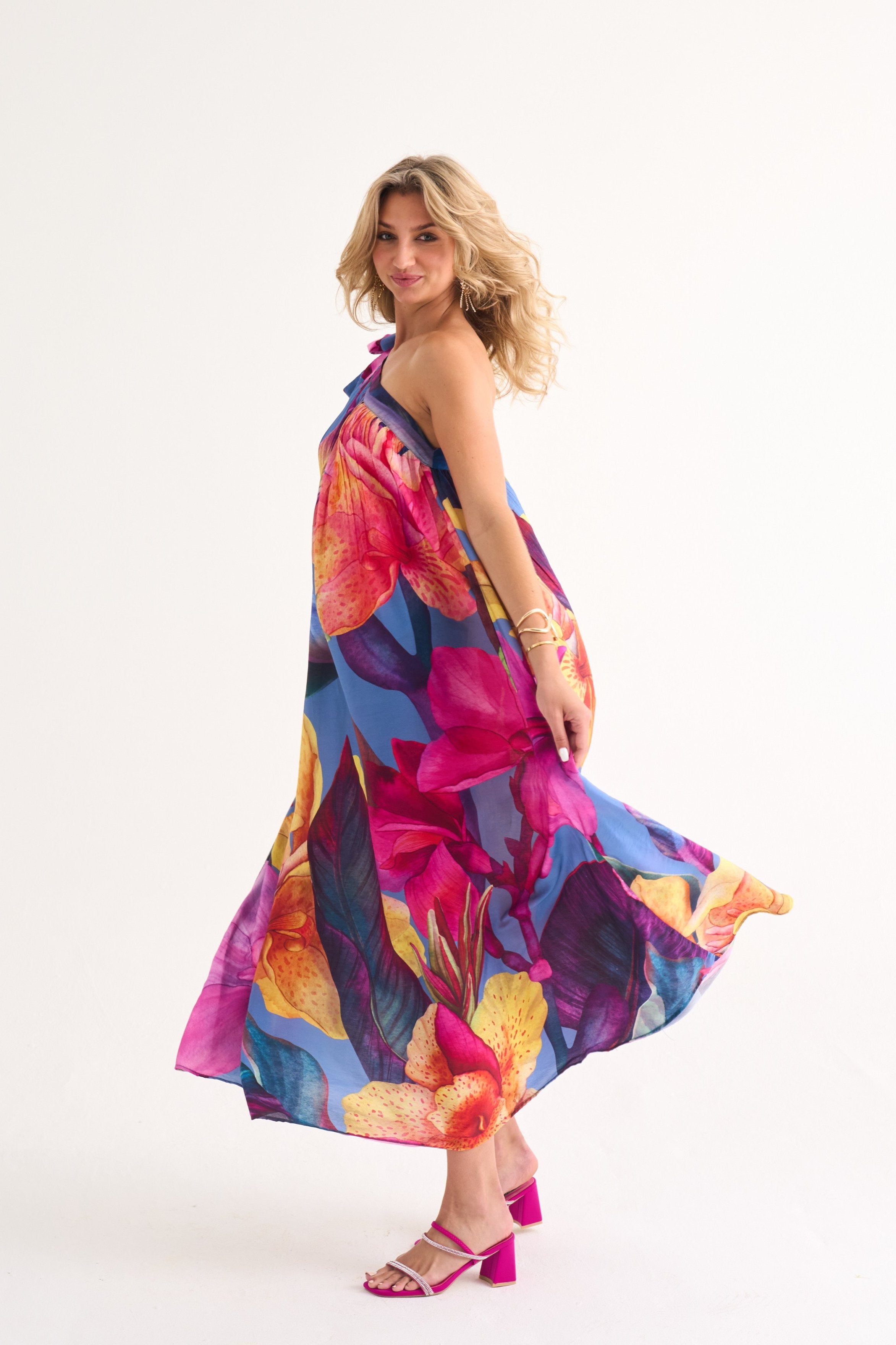 Abby One Shoulder Trapeze Maxi Dress