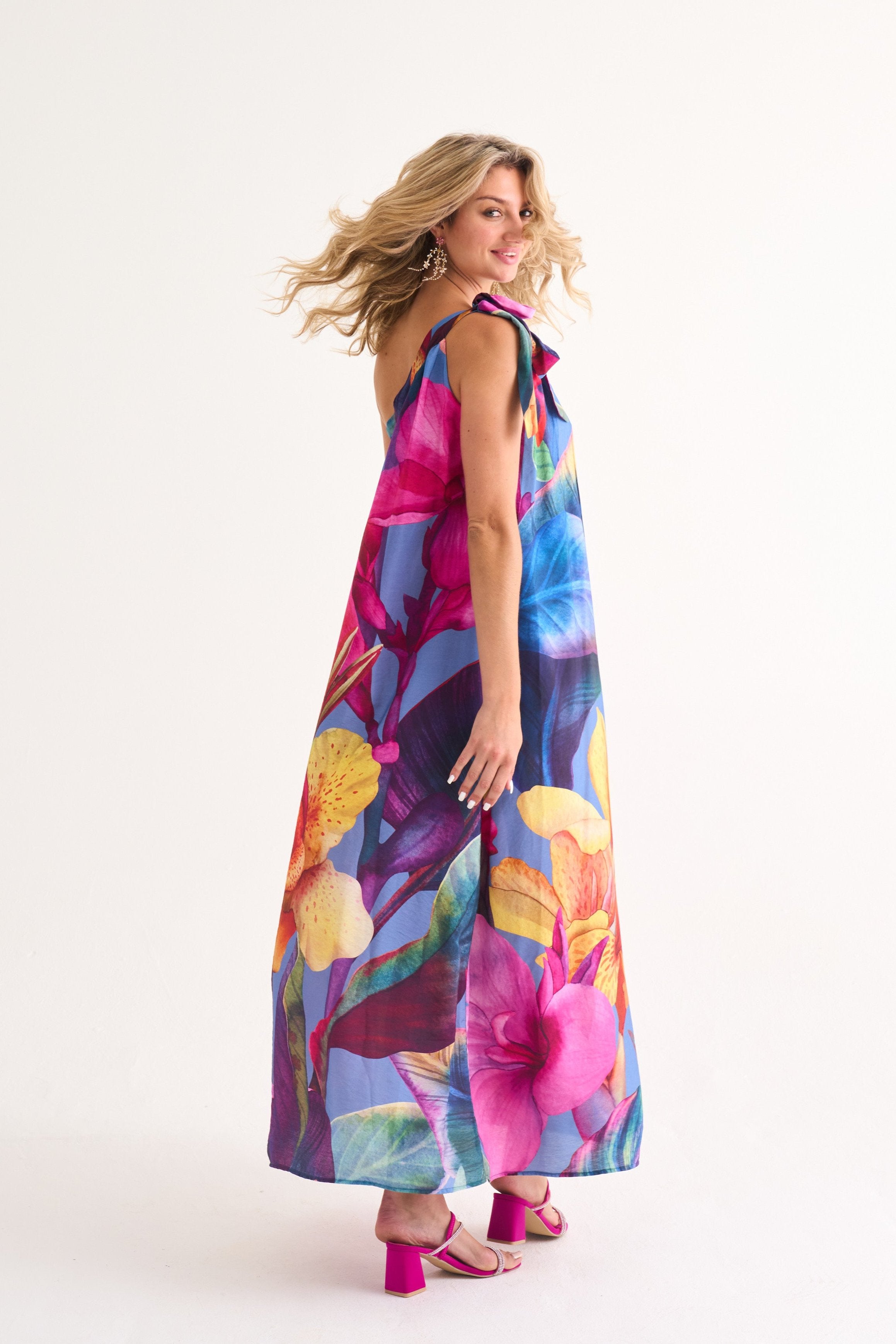 Abby One Shoulder Trapeze Maxi Dress