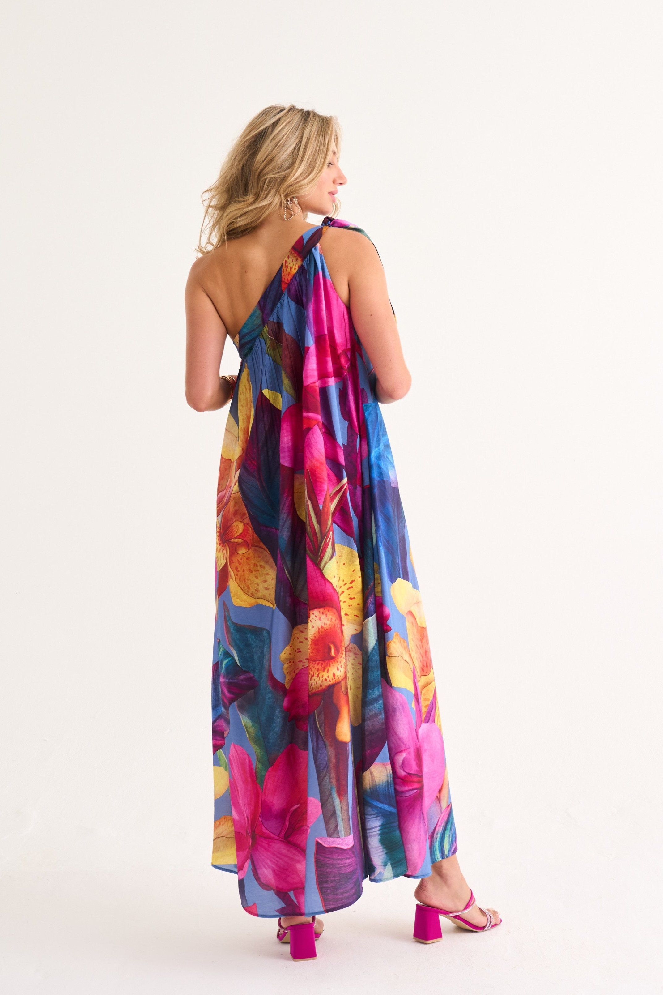Abby One Shoulder Trapeze Maxi Dress